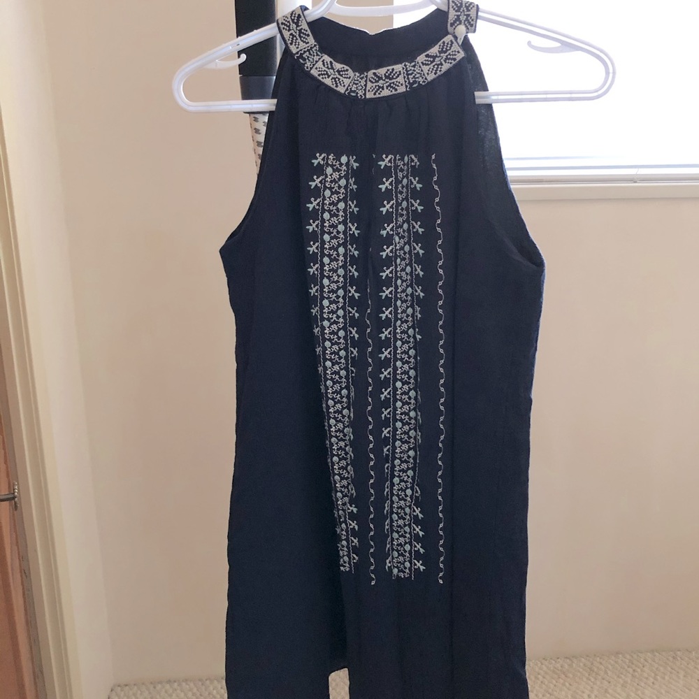 Floral Embroidery Navy Tunic